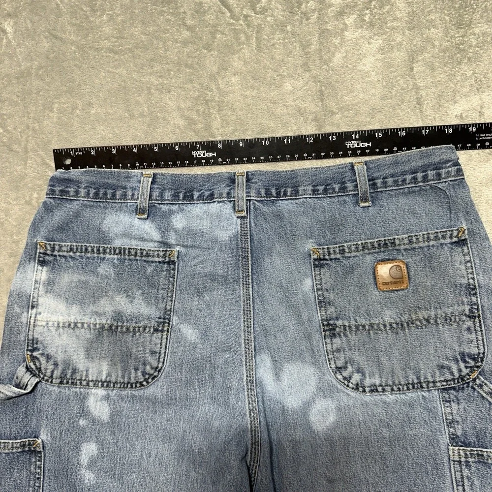 Vintage Carhartt B13 DPS Distressed Denim Carpenter Jeans 36x30 Bleached Y2K